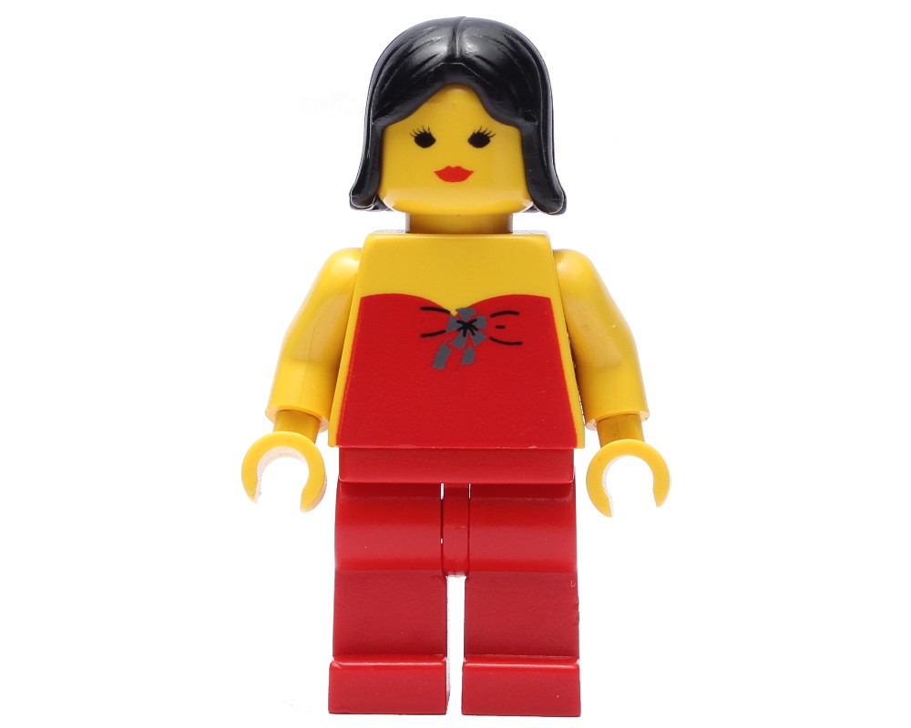 Lego Set Fig Woman Red Halter Top Red Legs Black Hair