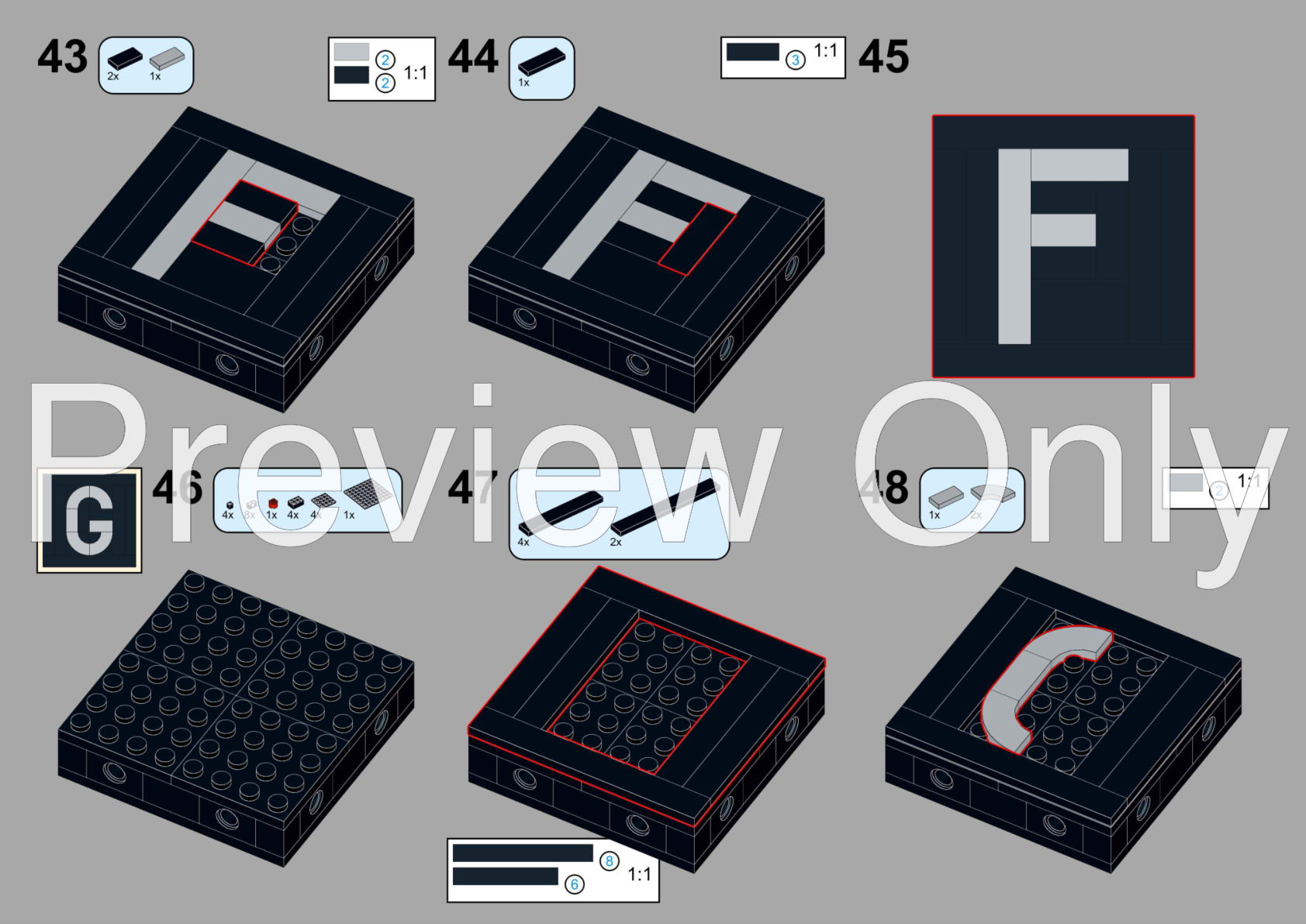 Lego Moc Alphabet Numerals And Symbols On 8x8 Modular Baseplates By