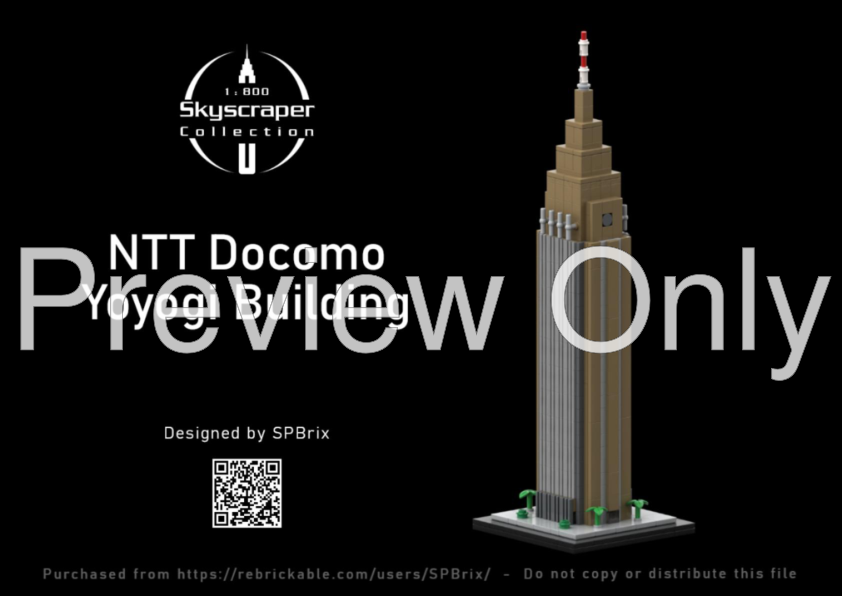 LEGO MOC NTT Docomo Yoyogi Building Tokyo 1:800 Scale by