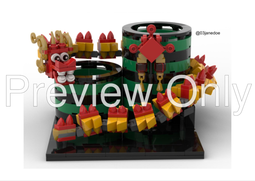 LEGO MOC-171480 Pencil Holder Chinese Dragon by 03janedoe