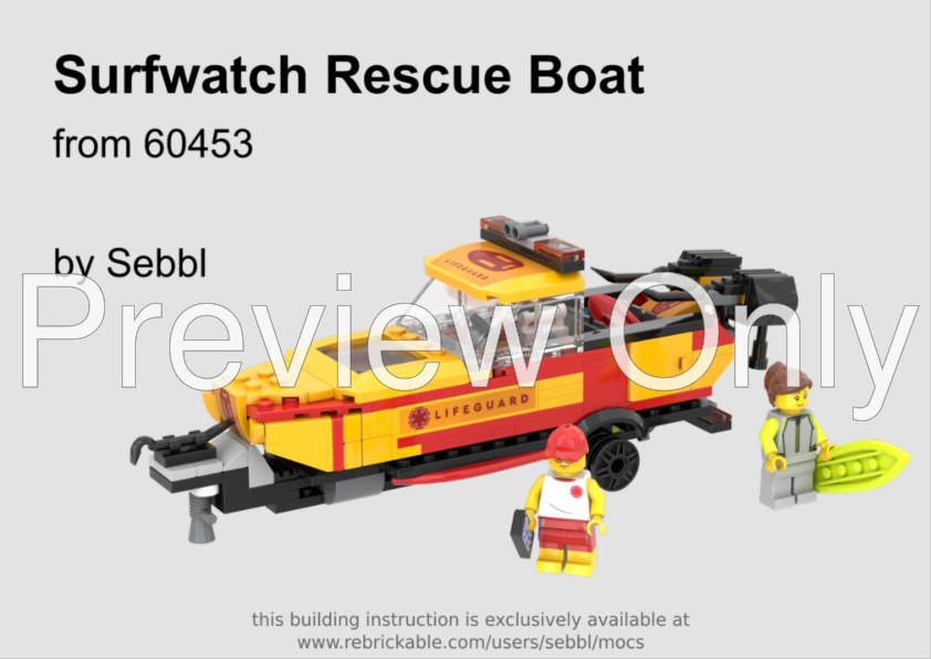LEGO MOC 60453: Surfwatch Rescue Boat and Trailer by sebbl