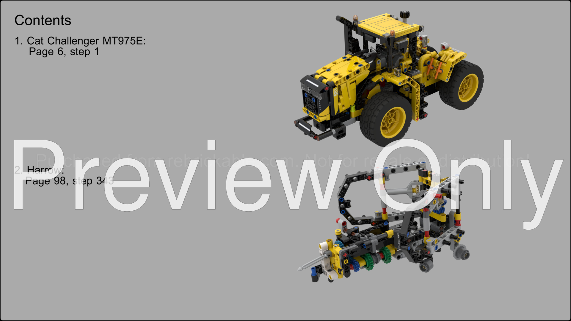 LEGO MOC-252171 42209 Cat Challenger MT 975E with harrow by