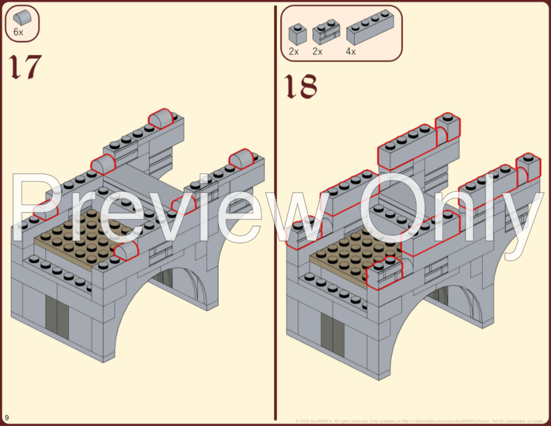 LEGO MOC-260694 Lion Knights' Bridge Castle Add-on - 10305