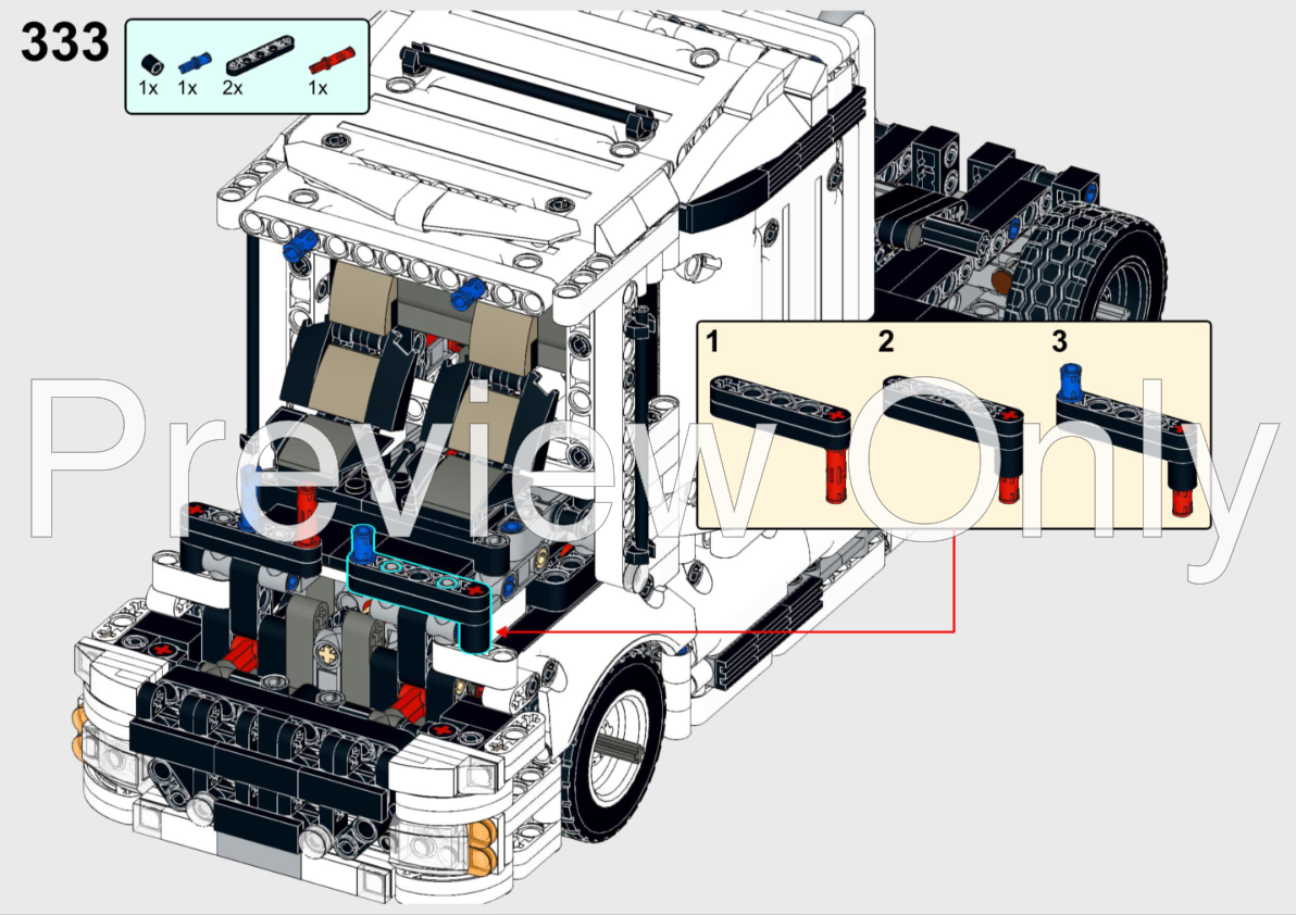 LEGO MOC Control+ Remote Controlled Semi Truck White (Powered Up) by