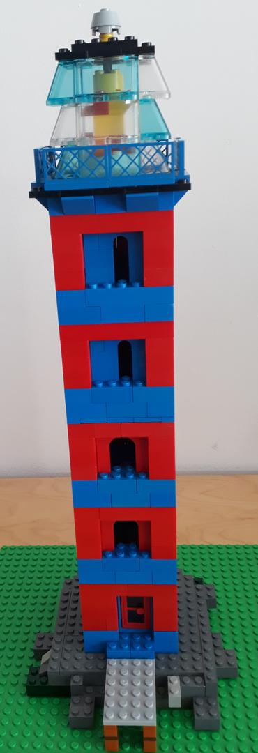 Lighthouse red, blue and black