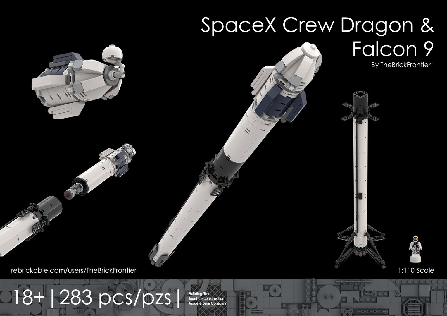 SpaceX Falcon 9 Crew Dragon 1/110 Scale
