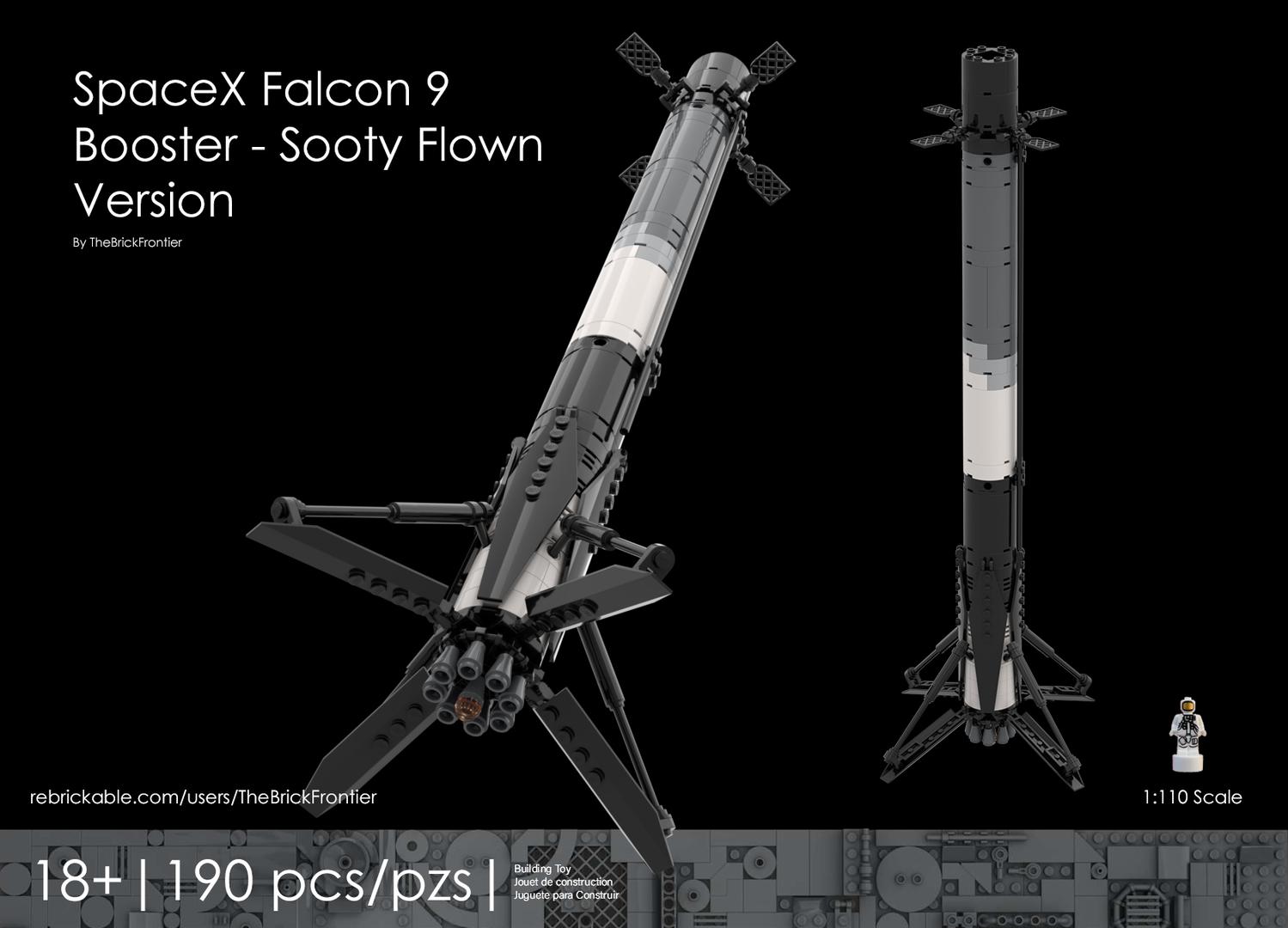 SpaceX Falcon 9 Sooty Booster 1/110 Scale