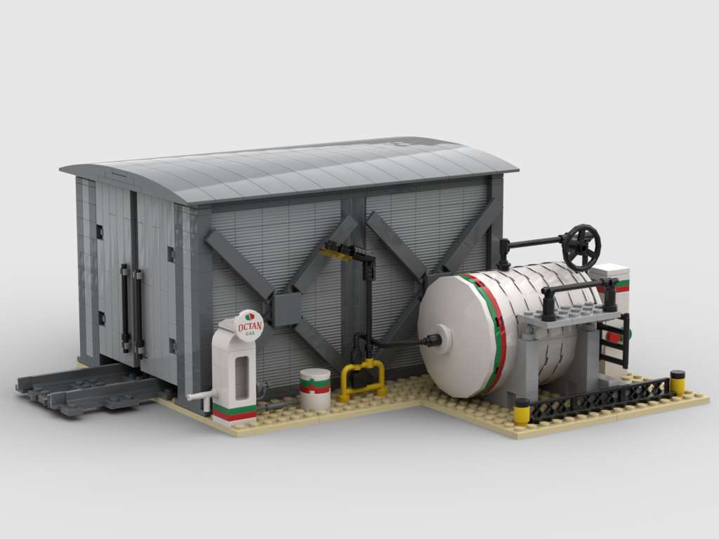 KÖF engine shed with OCTAN diesel filling station  KÖF Lokschuppen mit OCTAN Dieseltankstelle