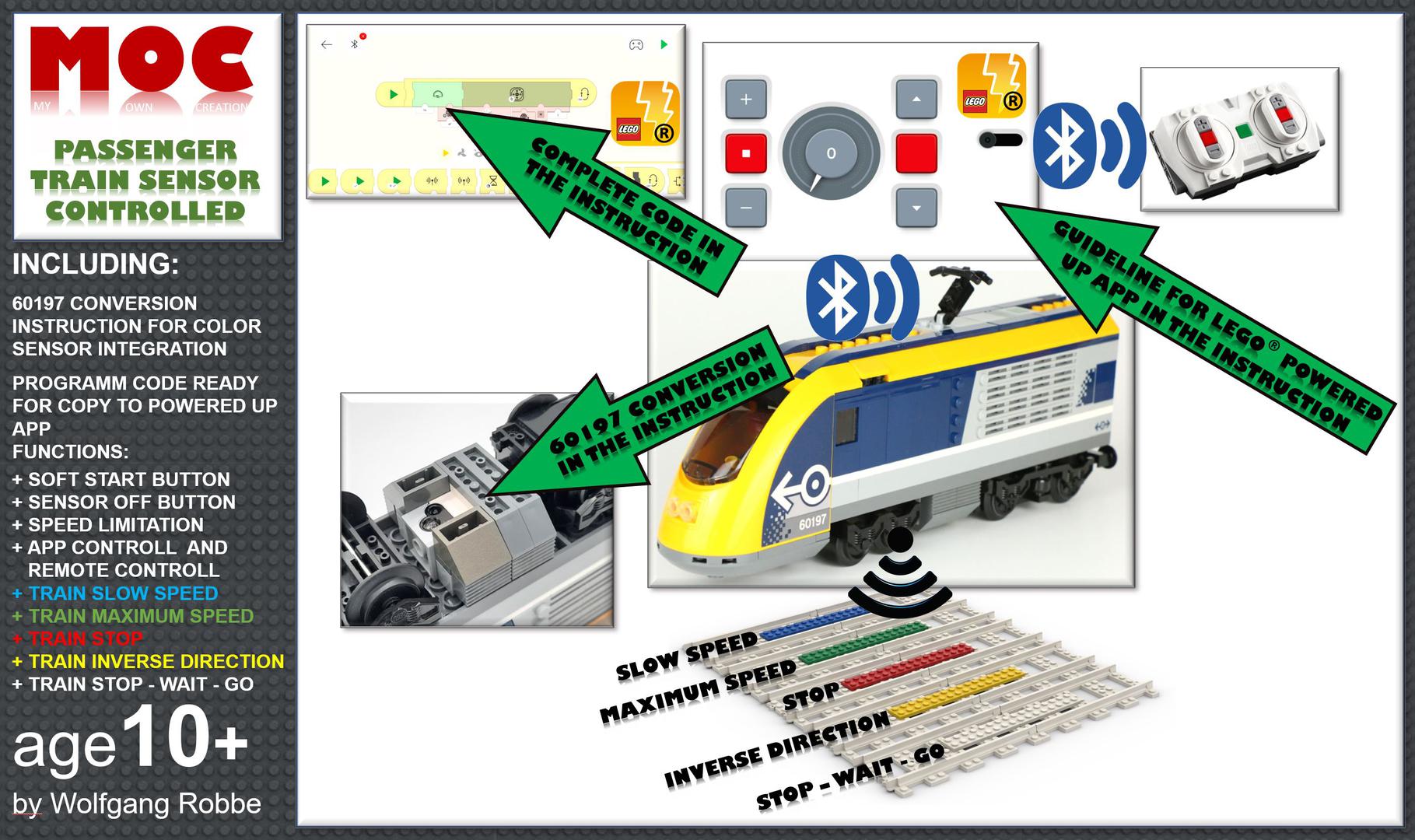 Passengers Train 60197 with Color Sensor update and Powered Up App control panel 88007