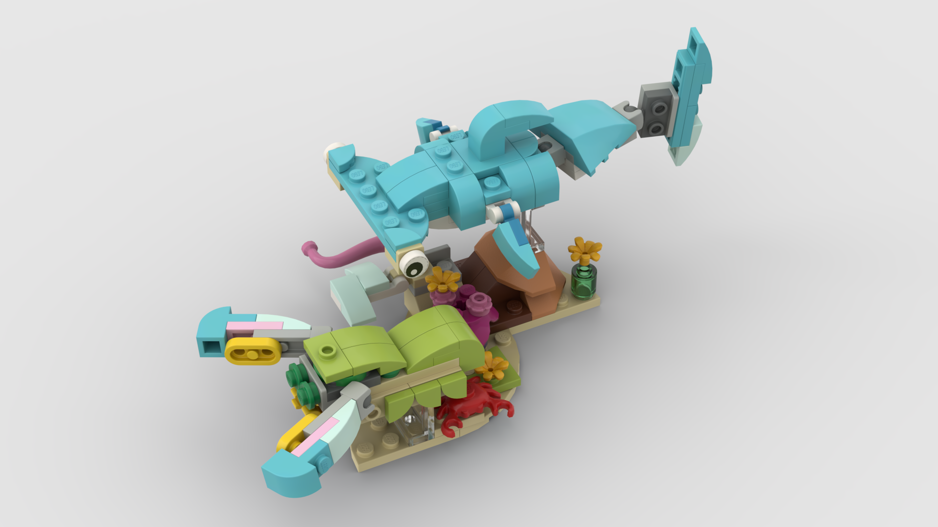 Hammerhead shark and lobster