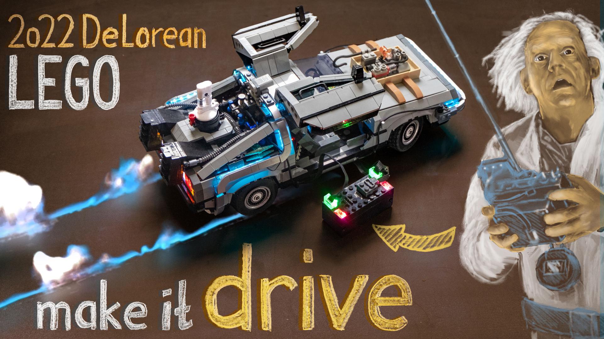 DeLorean RC Mod - Motorization for 10300 Back to the Future Time Machine - remote controlled with Buwizz