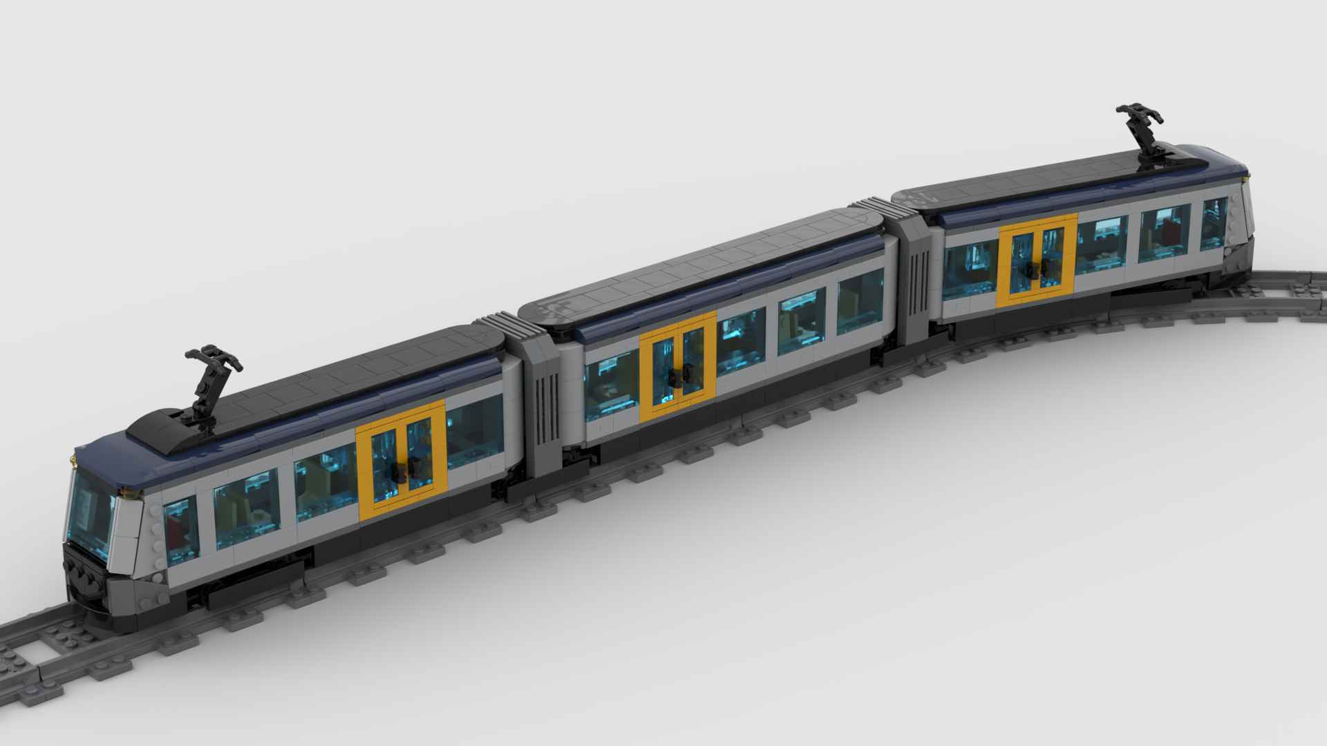 Articulated Light Rail Train / Tram (City / minifig scale)