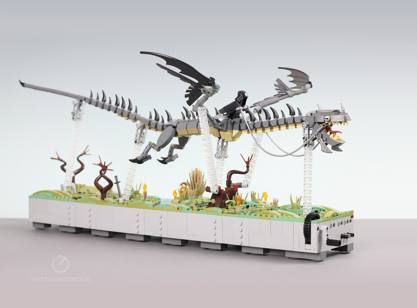 Lego flight over marshes