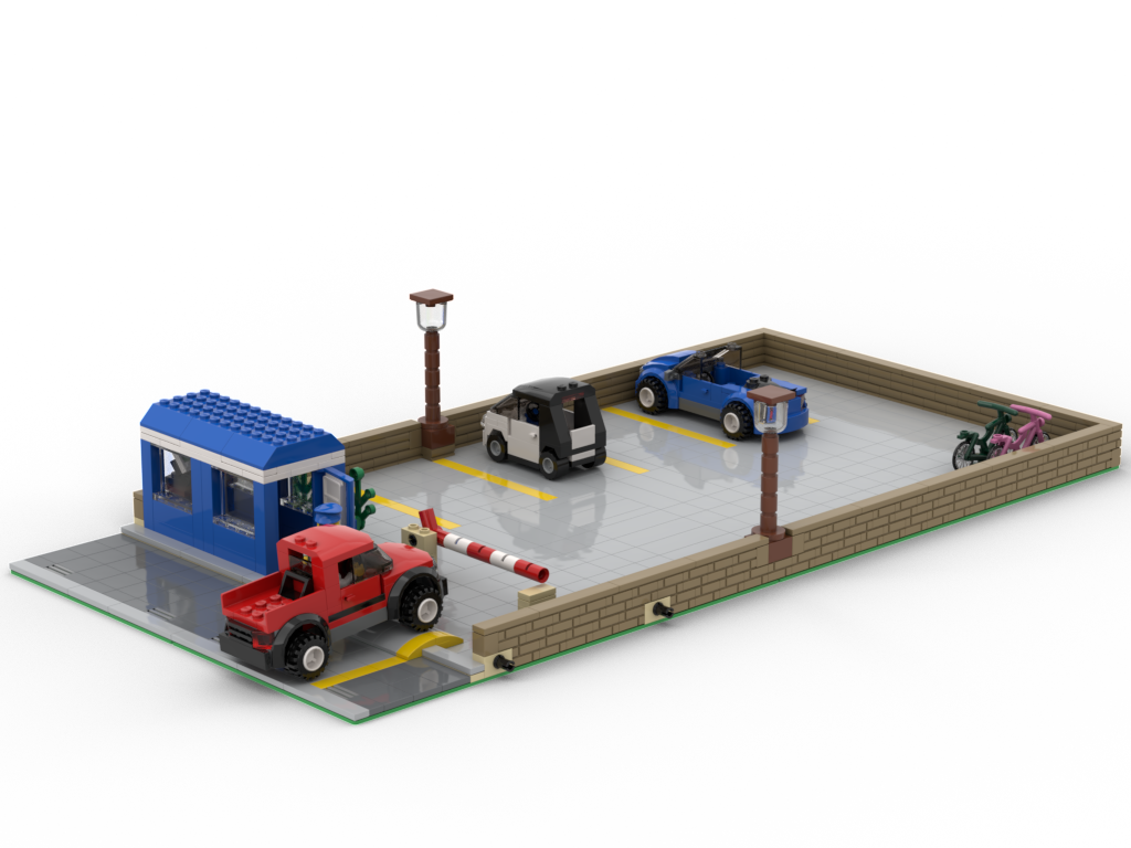 Minifig scale modular parking lot