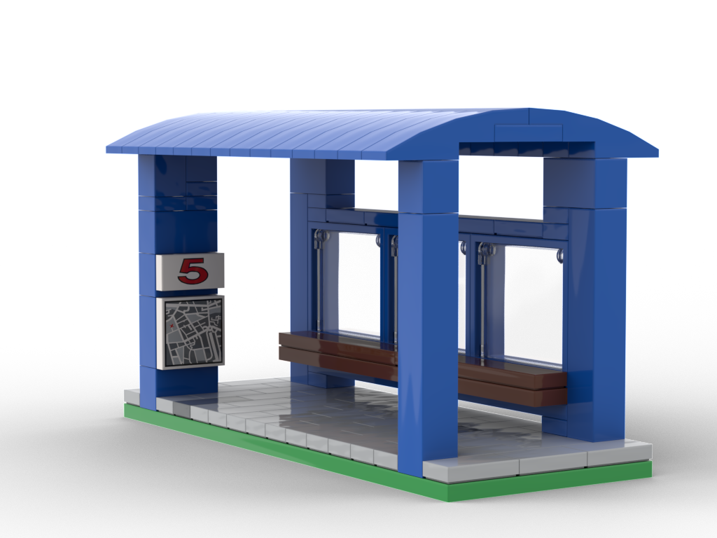 Minifig scale modular bus stop