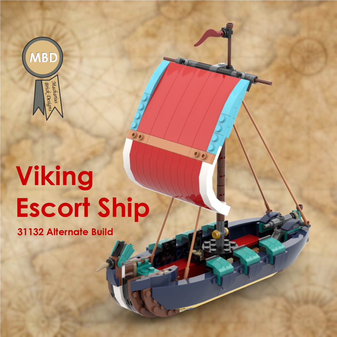 Viking Escort Ship , 31132 Alternate Build and Addon to official B-Model Viking House