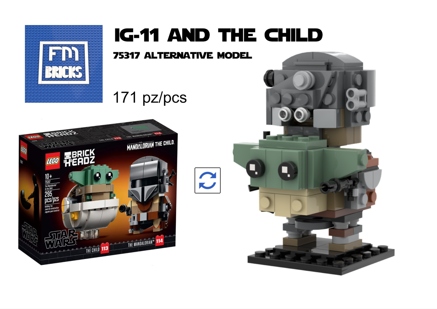 IG-11 and The Child Brickheadz (75317 alternative model) alternate build