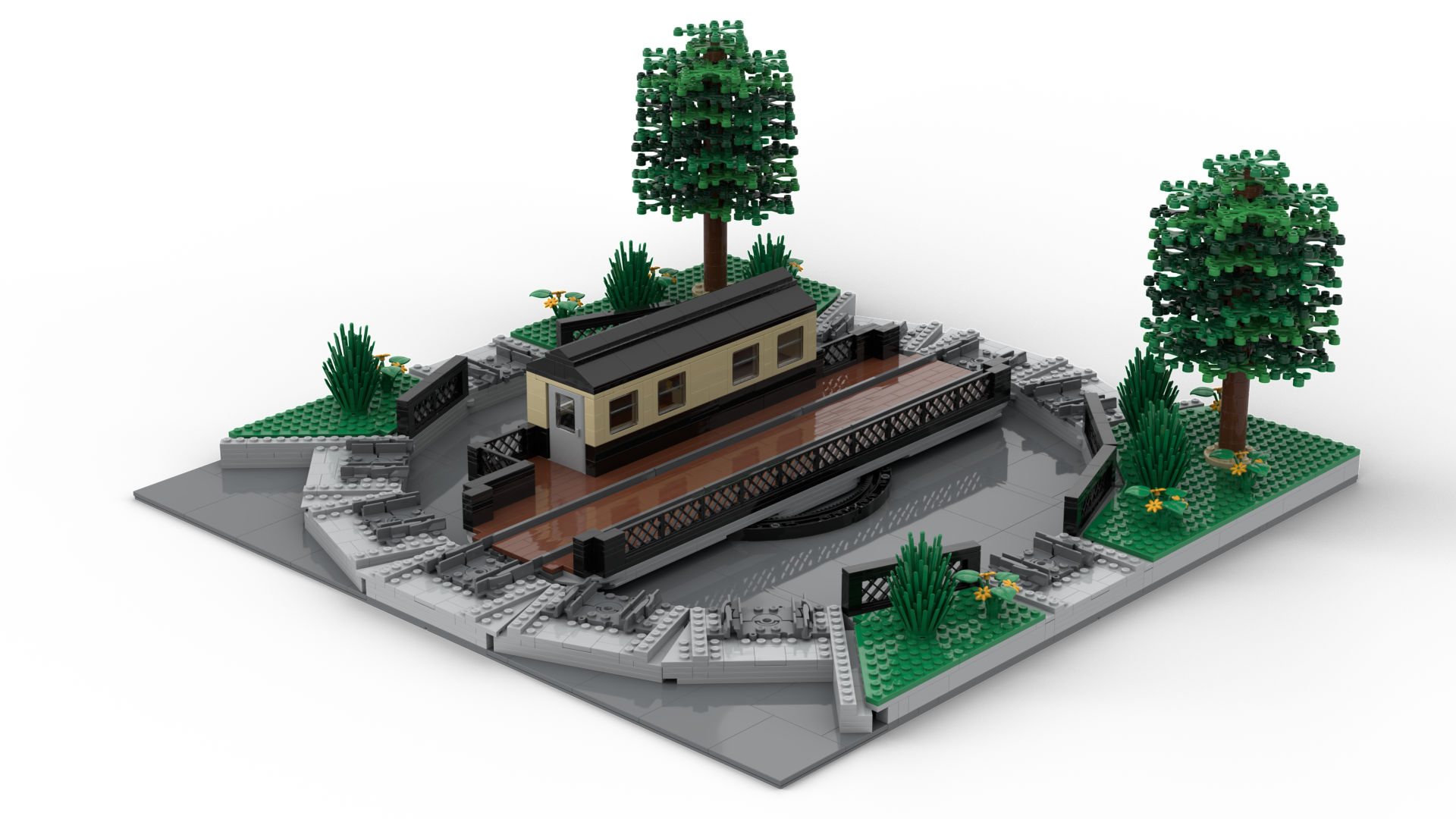 Pont Tournant Ferroviaire Motorisé - Motorized Turntable Bridge  - RC - MOC