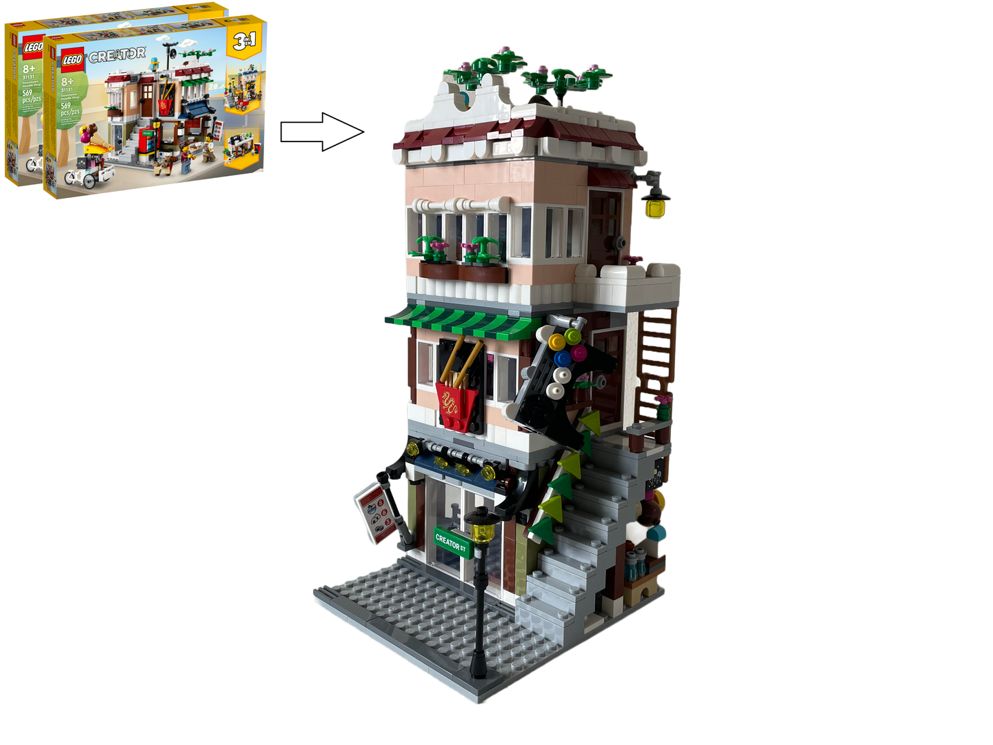 Noodle Shop &amp; Arcade Modular Alternate build (2x 31131)