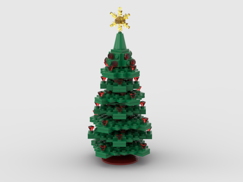 Christmas tree Green with red decorations Winter Village