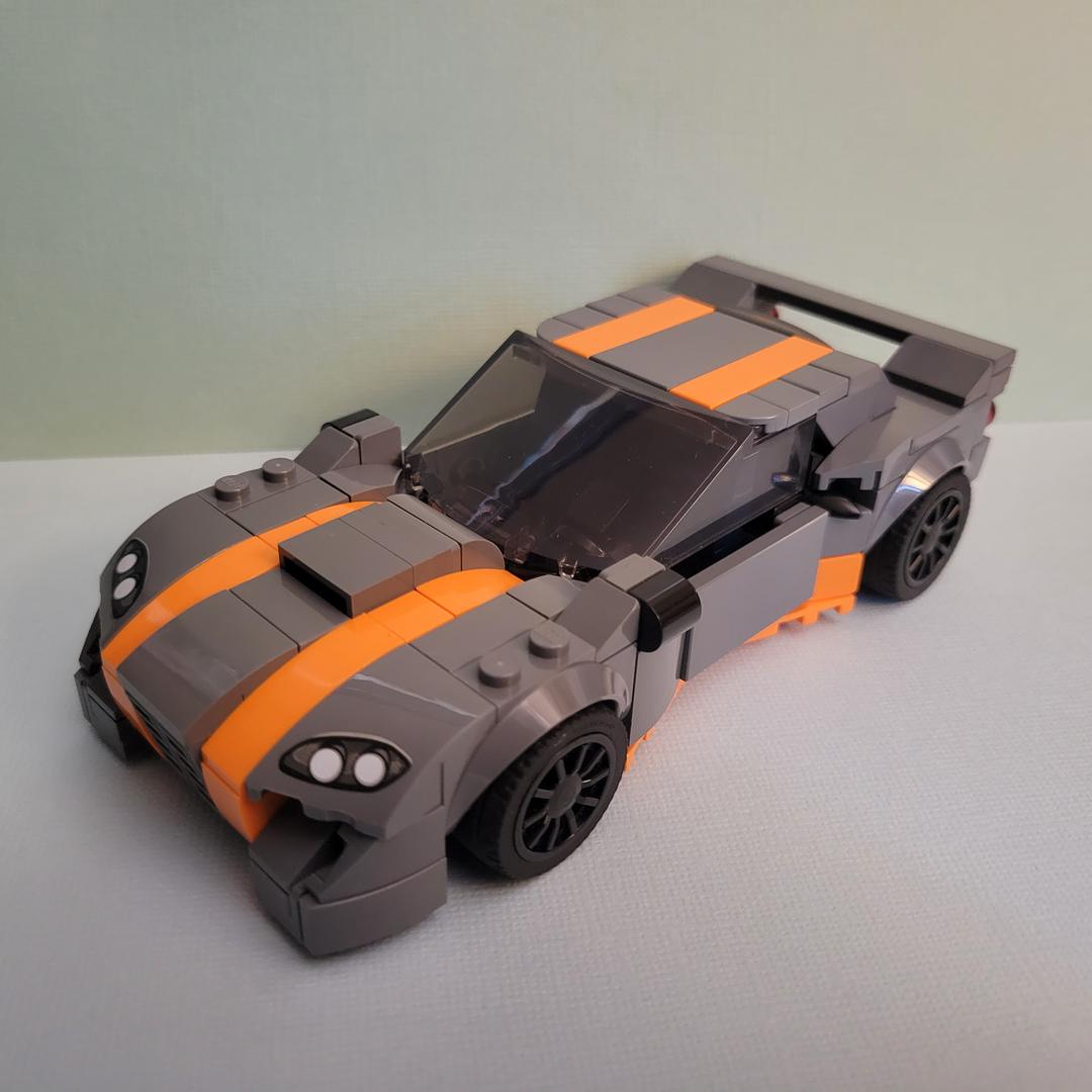Lego Racing Moc Grey and Orange Street Racer (MOC-130834) - LEGO MOC | MOC Tracker