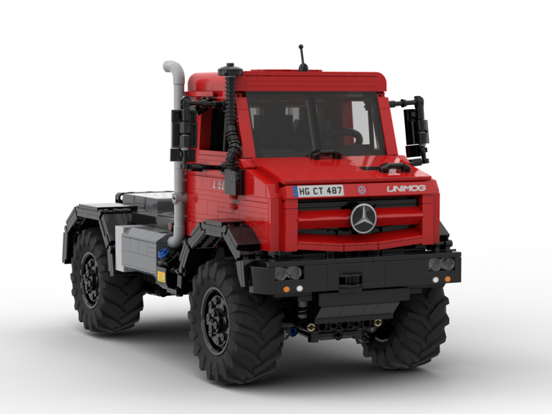 RED MERCEDES-BENZ UNIMOG U5023  (modular attachments) with Control+