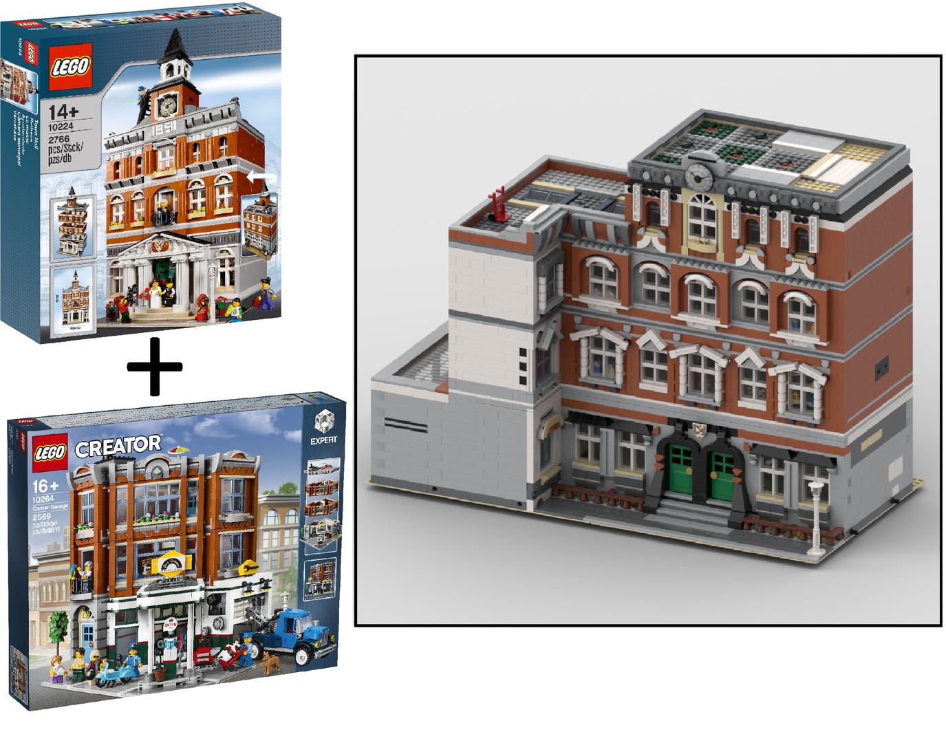 Modular School inverted corner (alternate build of Town Hall and Corner Garage)