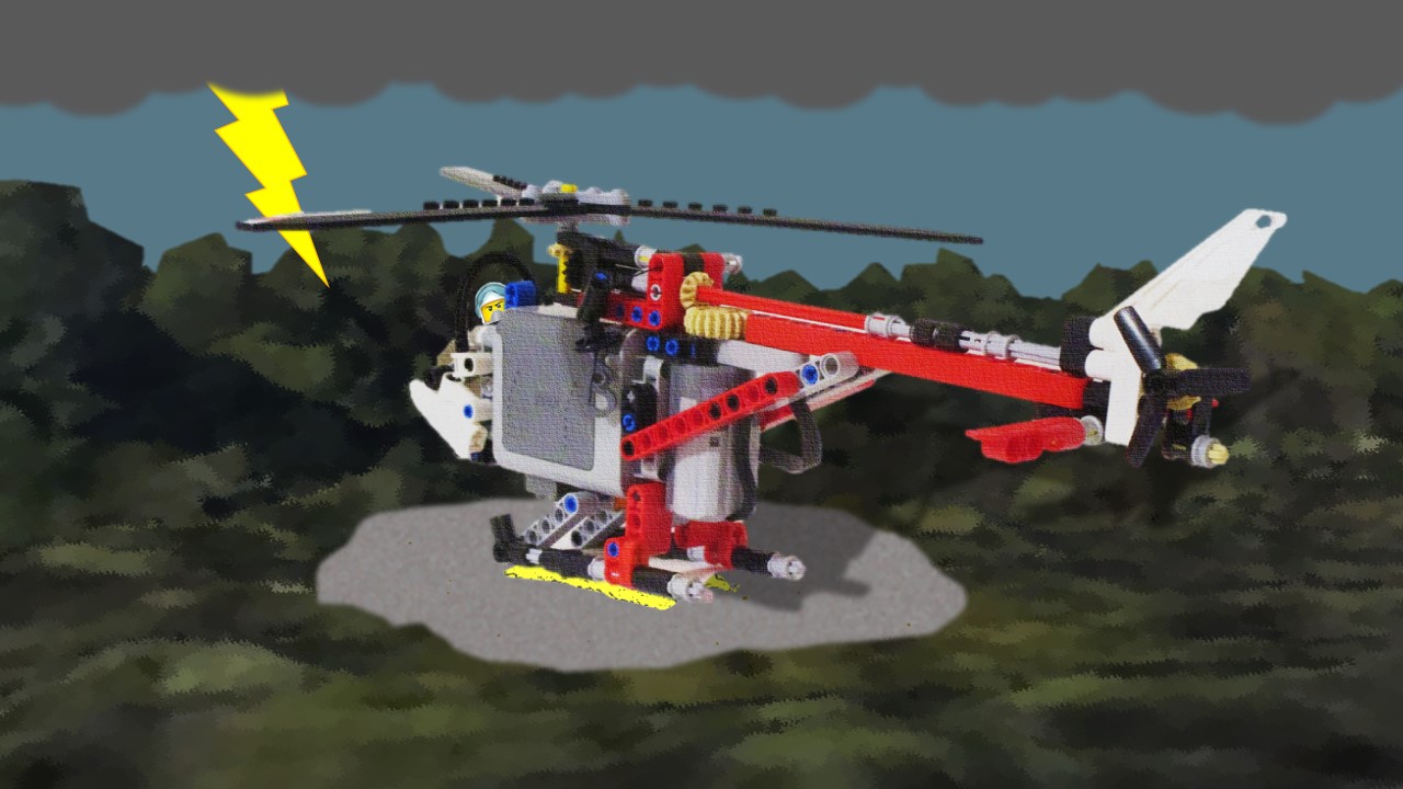 42092 almost alt. Motorized Old-Style Helicopter