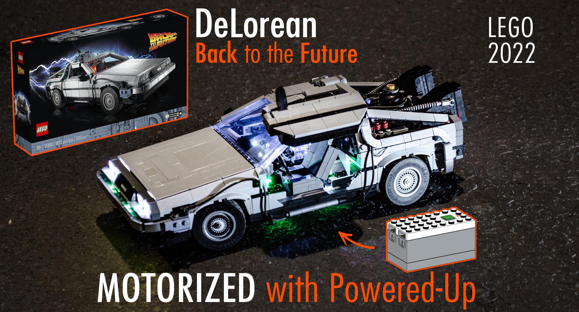 DeLorean RC Mod - Motorization for 10300 Back to the Future Time Machine - remote controlled with Powered Up Hub