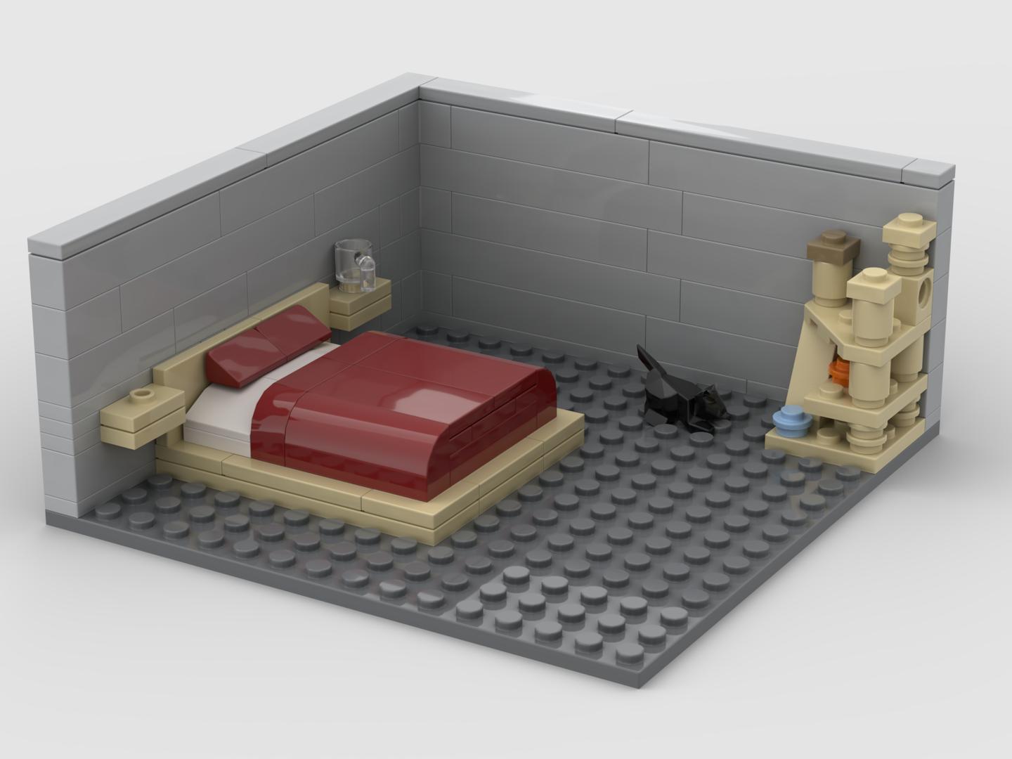 Platform Bed with Floating Shelves