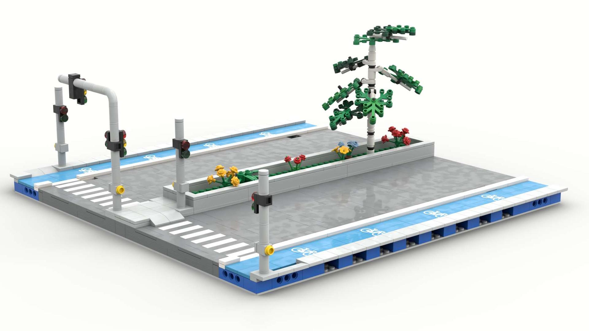 Bif Modular Street with Crosswalk and Traffic Lights