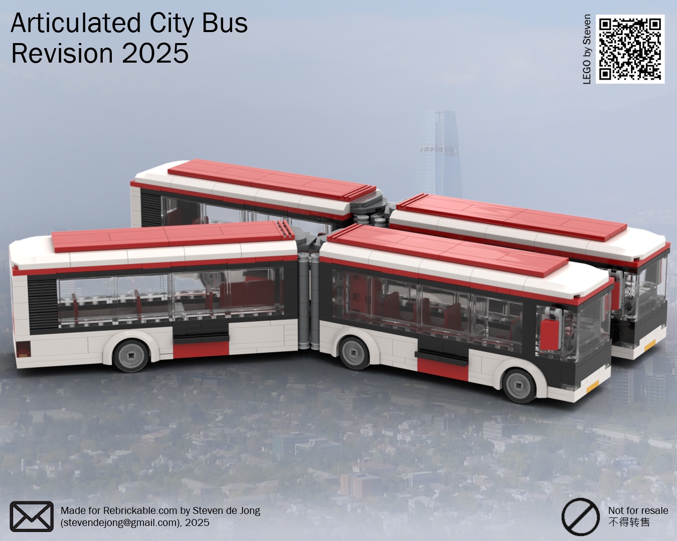 Articulated Bus (City, White and Red, 2025 Revision)