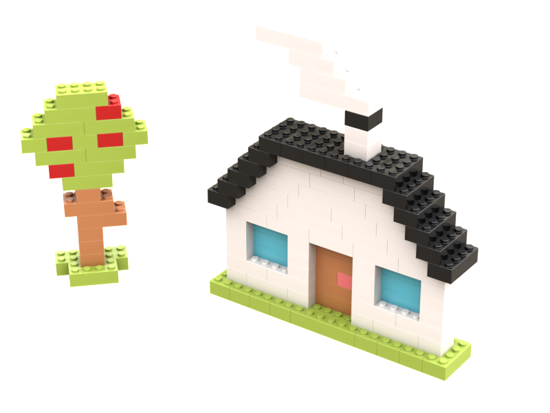 Basic house and apple tree