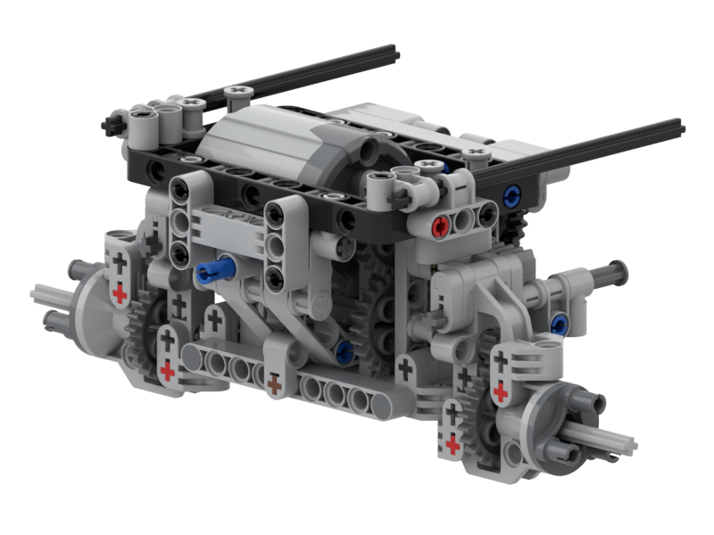 Truck Trial - Front axle with transverse motor and standard portal hubs