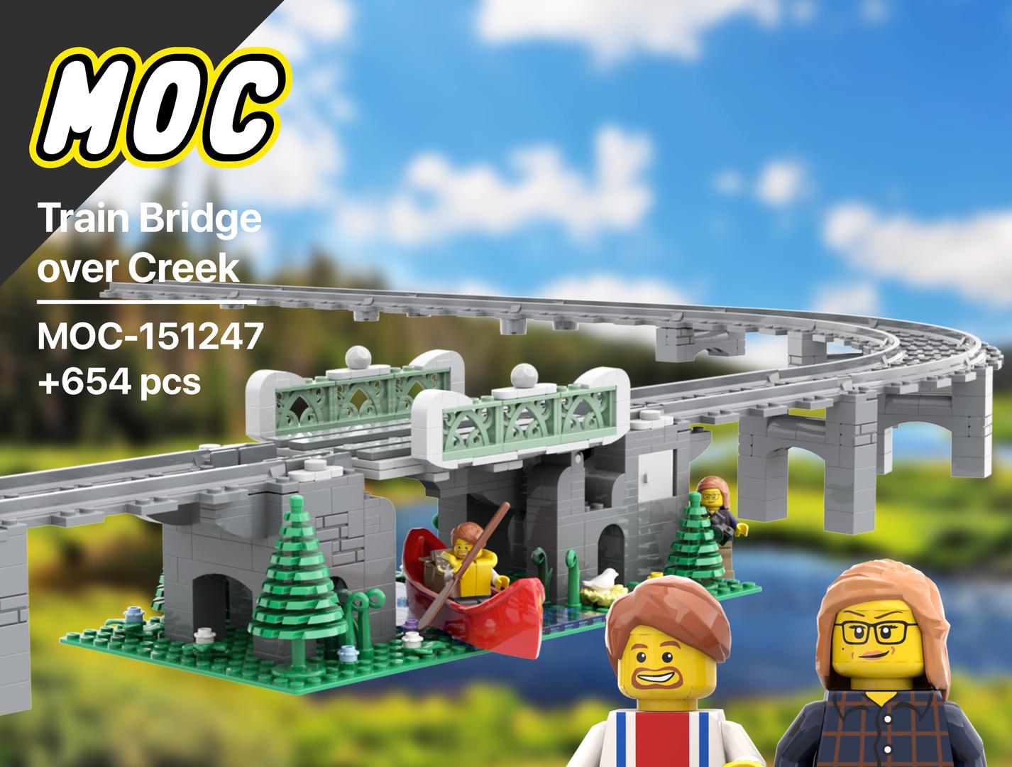 Train Bridge over Creek - Drawbridge with ramp, incline for your track | Canoe | Iron Bridge | Nature