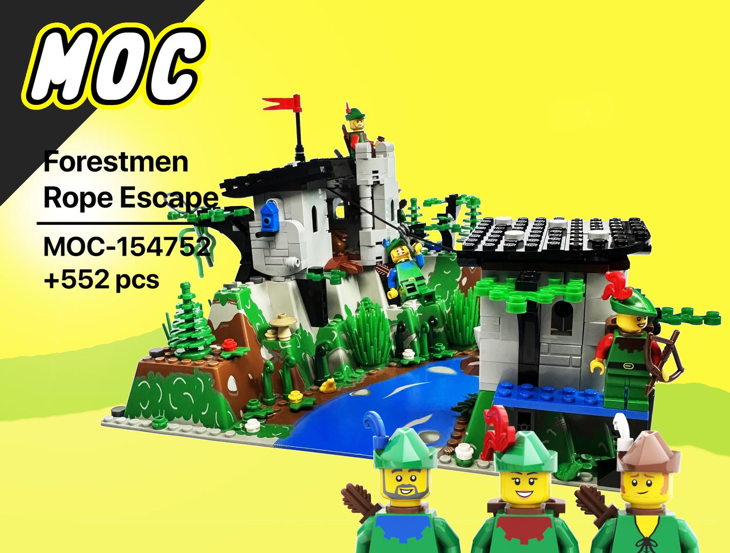 Forestmen Rope Escape Hideout | Zipline over Canyon | Mountain | Castle | Robin Hood | Tower | Fortress | Lego (6066,6071,6077,6054)