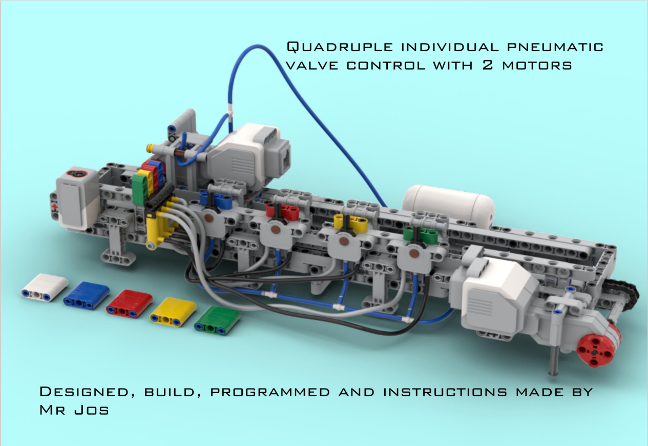 Quadruple individual pneumatic valve control with 2 motors only!