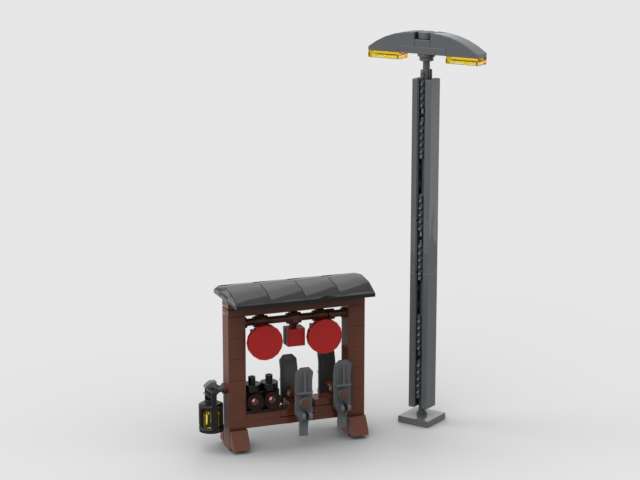 Signaltafel Hemmschuhständer Bahnsteiglampe - Signal board  brake shoe stands platform lamp