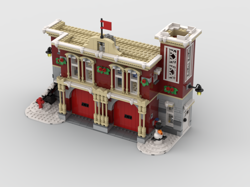 Winter Village Fire Station with 2 Bays 10263 EXTENDED