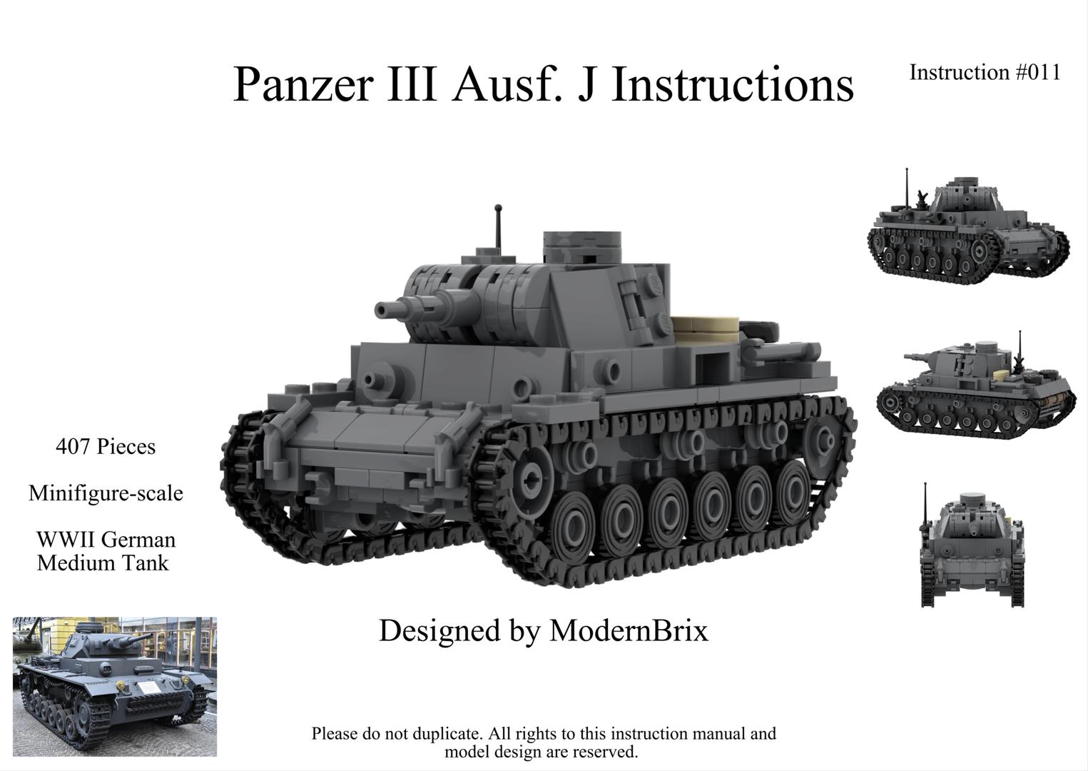 WWII Panzer III Ausf J Custom Building Instructions