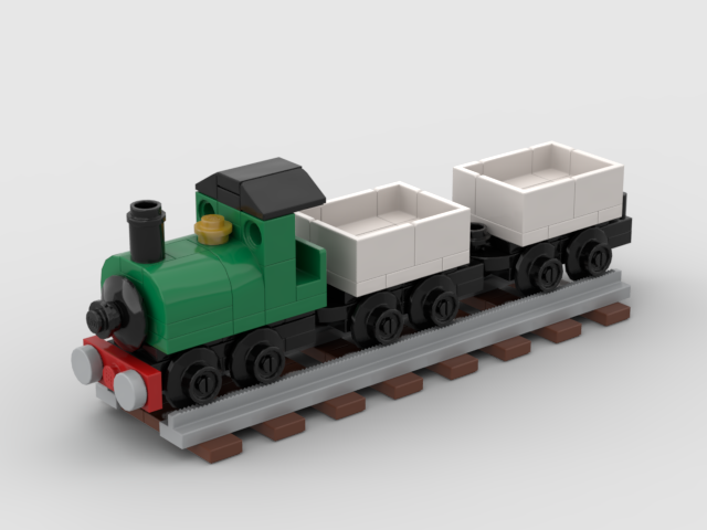 Small green engine and wagons