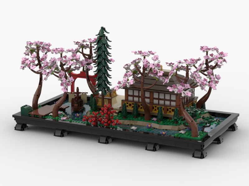 Lego Traditional Japanese Riverside House Diorama Display