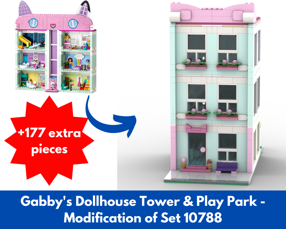 Gabby's Dollhouse Tower &amp; Play Park - Modification of Set 10788