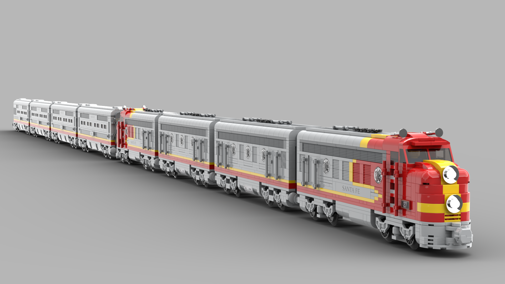 Santa Fe with headlights and Powered-Up