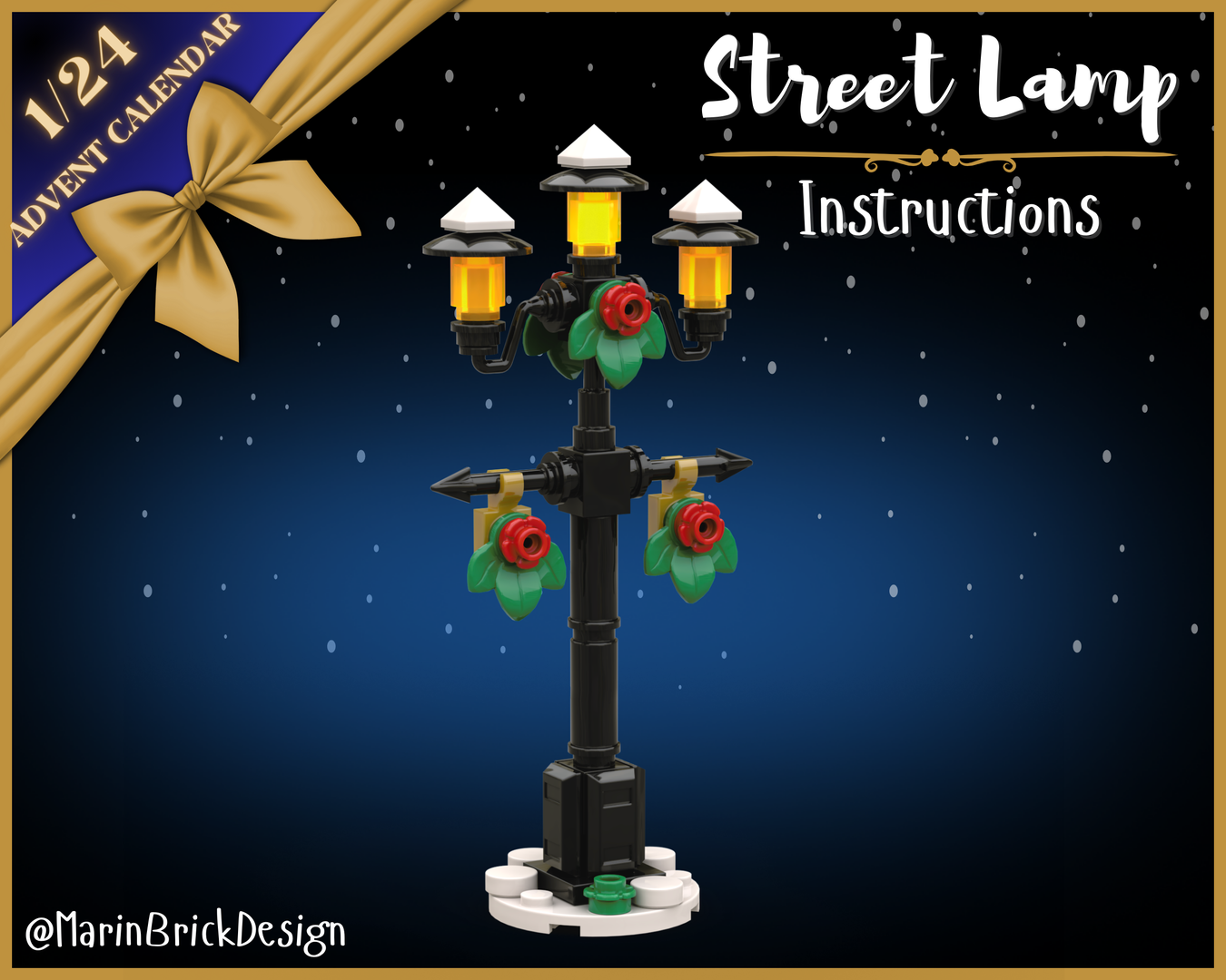 Lego Christmas Street Lamp MOC - Winter Village Advent Calendar 1/24