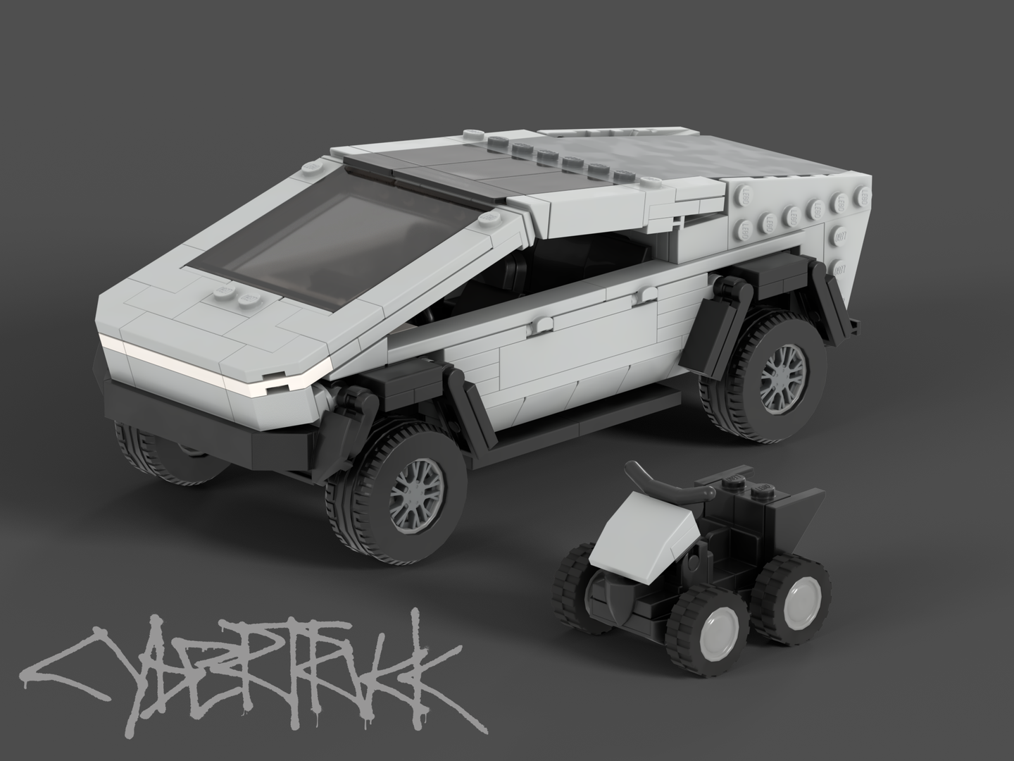 Cybertruck &amp; Cyberquad in Speed Champions scale