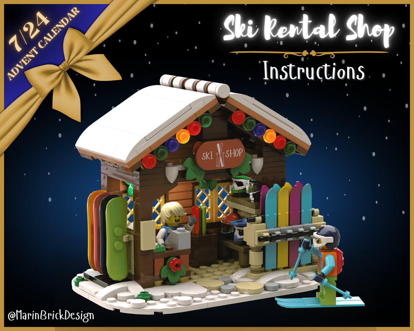 Lego Christmas Ski rental shop Moc - Winter Village Advent calendar