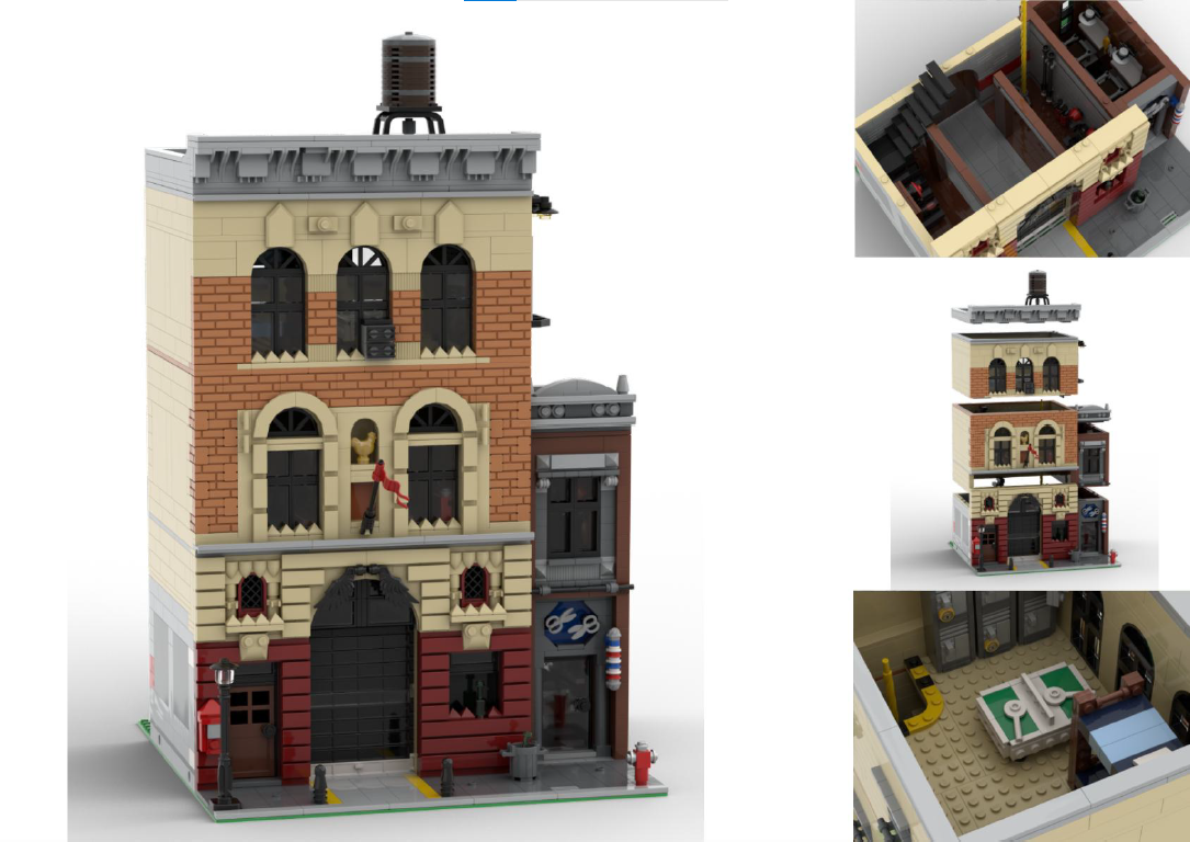 Fire Station - Modular Building MOC with Barber shop