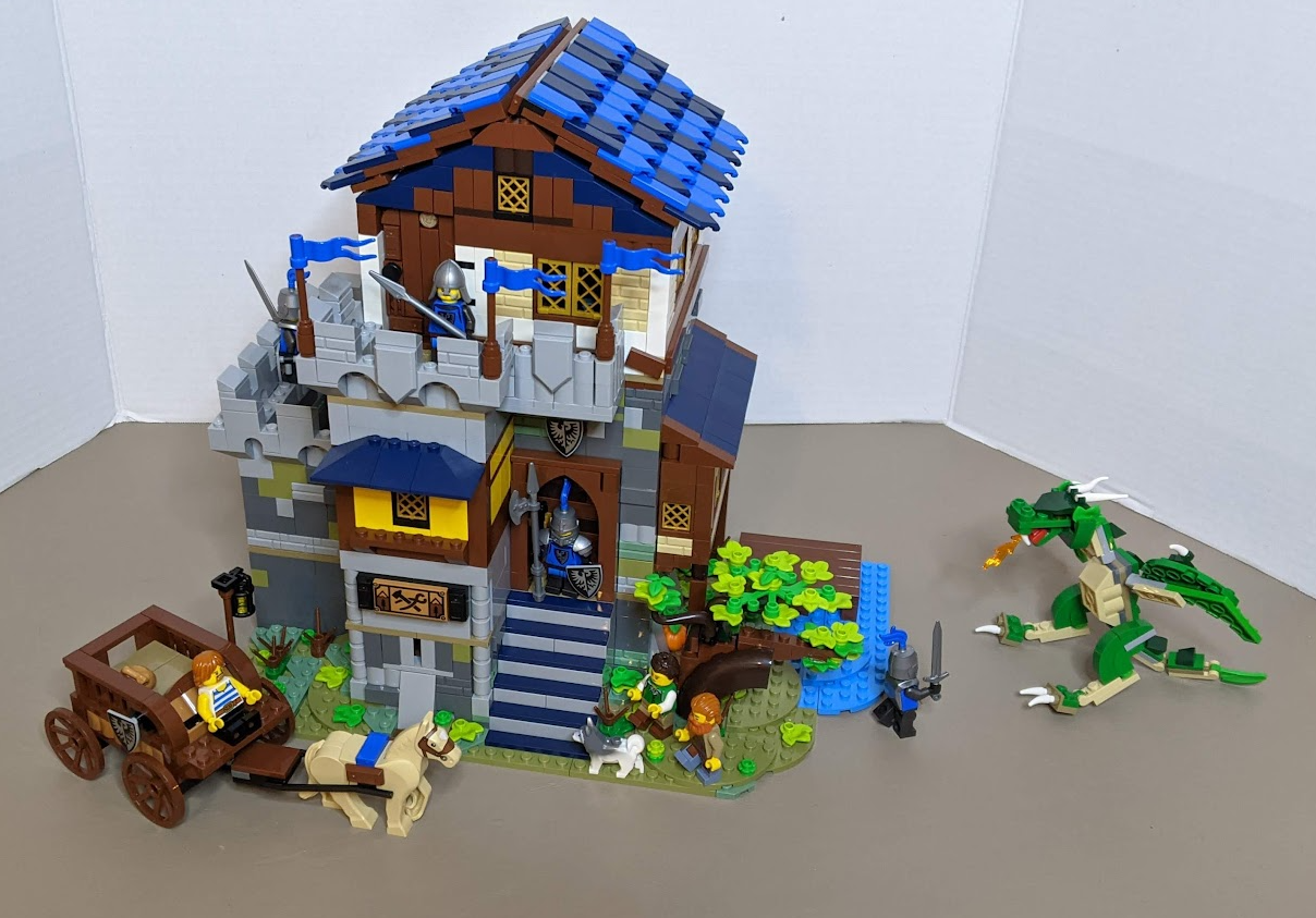 Fortified Castle Living Quarters Medieval Castle 31120 and Medieval Blacksmith 21325 combined