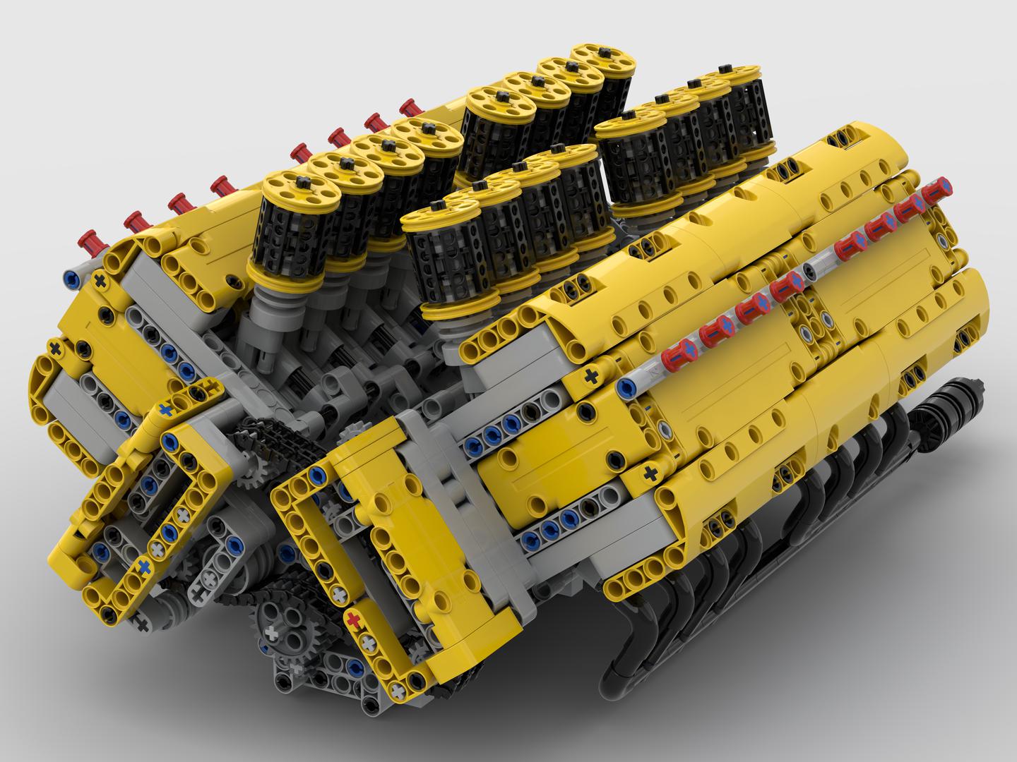 V16 Engine with Dual Pushrod Valves and natural aspiration